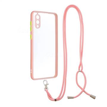 Necklace Cross-body Lanyard Strap Cord Phone Case Cover for Samsung Galaxy A02 - Pink