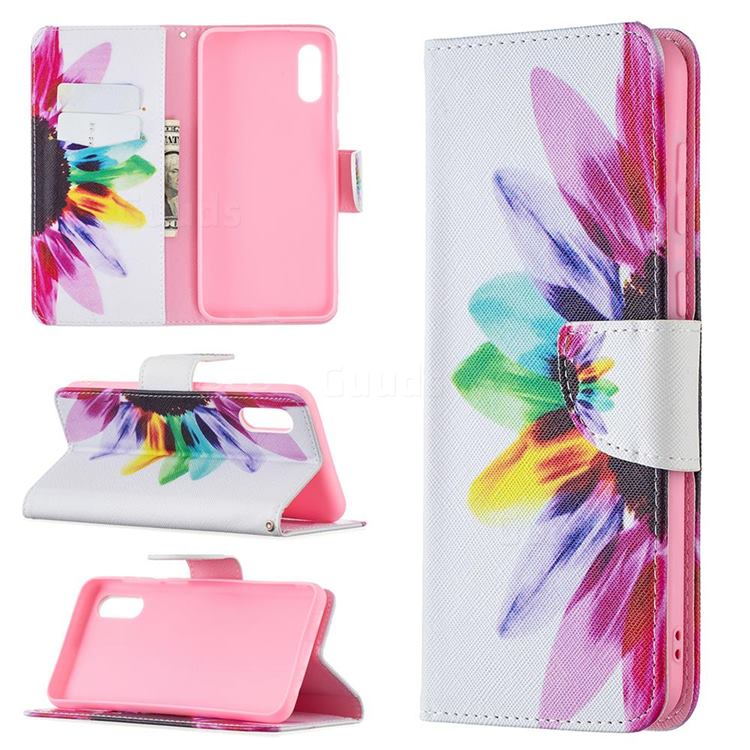 Seven-color Flowers Leather Wallet Case for Samsung Galaxy A02