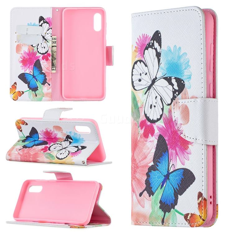 Vivid Flying Butterflies Leather Wallet Case for Samsung Galaxy A02