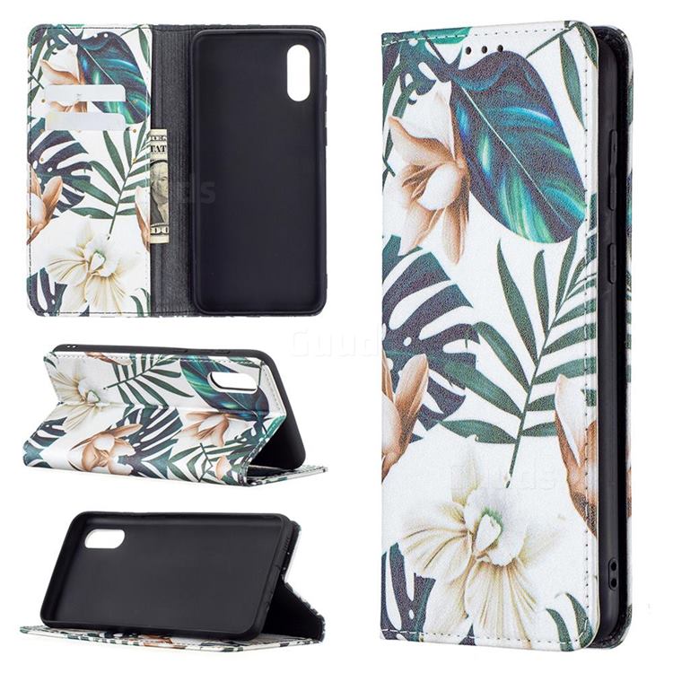 Flower Leaf Slim Magnetic Attraction Wallet Flip Cover for Samsung Galaxy A02