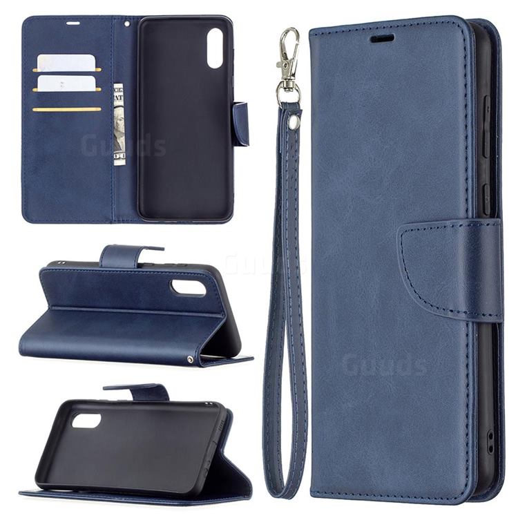 Classic Sheepskin PU Leather Phone Wallet Case for Samsung Galaxy A02 - Blue