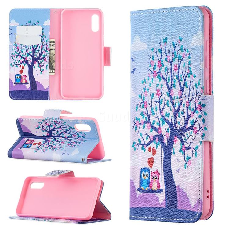 Tree and Owls Leather Wallet Case for Samsung Galaxy A02