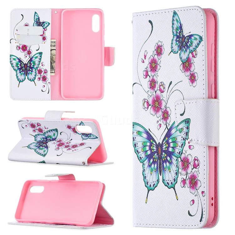 Peach Butterflies Leather Wallet Case for Samsung Galaxy A02