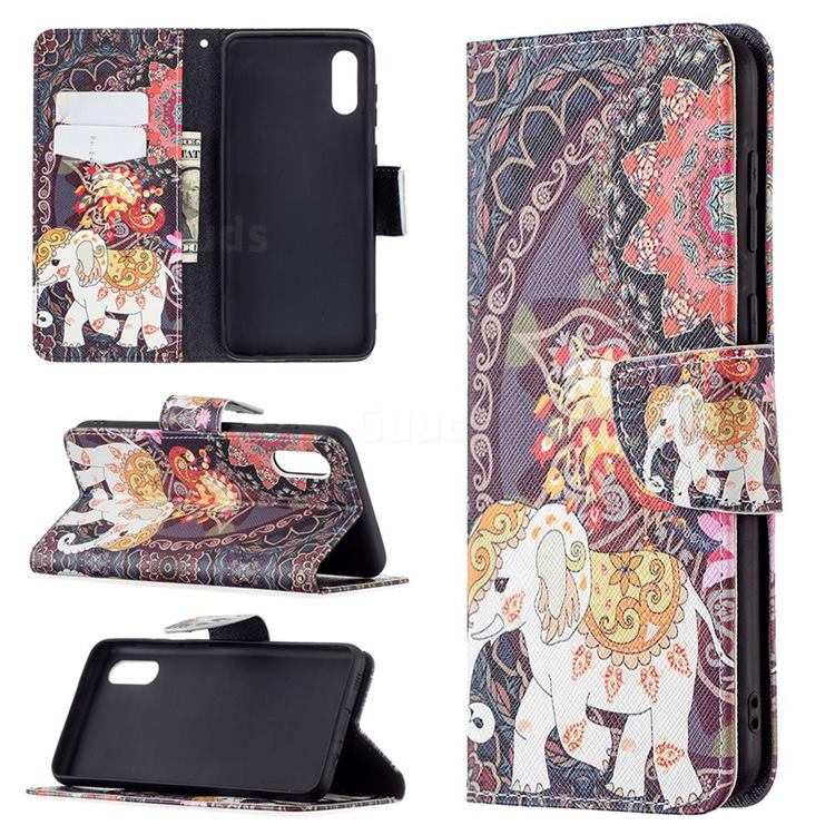 Totem Flower Elephant Leather Wallet Case for Samsung Galaxy A02