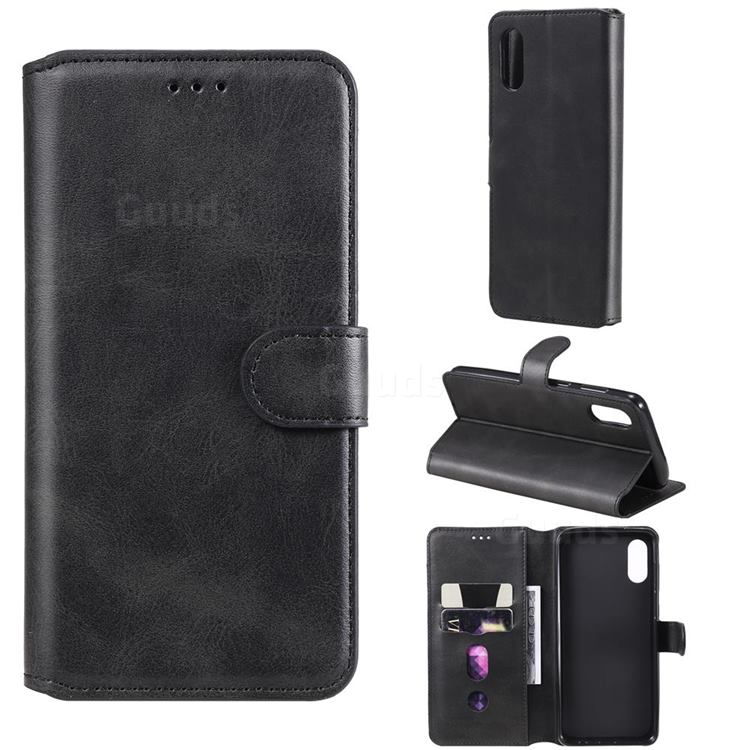 Retro Calf Matte Leather Wallet Phone Case for Samsung Galaxy A02 - Black