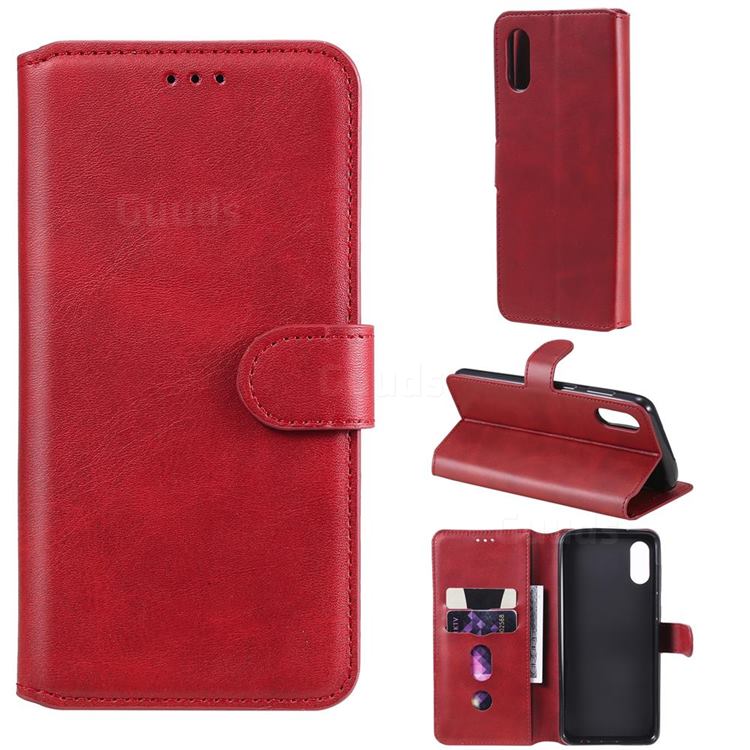 Retro Calf Matte Leather Wallet Phone Case for Samsung Galaxy A02 - Red