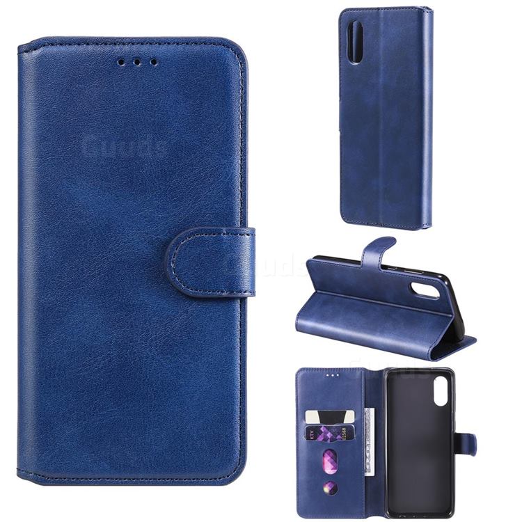 Retro Calf Matte Leather Wallet Phone Case for Samsung Galaxy A02 - Blue