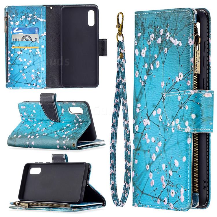Blue Plum Binfen Color BF03 Retro Zipper Leather Wallet Phone Case for Samsung Galaxy A02