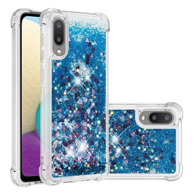 Dynamic Liquid Glitter Sand Quicksand TPU Case for Samsung Galaxy A02 - Blue Love Heart
