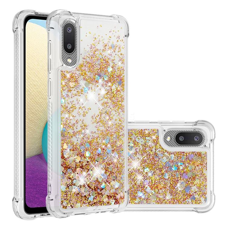 Dynamic Liquid Glitter Sand Quicksand TPU Case for Samsung Galaxy A02 - Rose Gold Love Heart