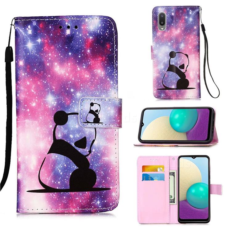 Panda Baby Matte Leather Wallet Phone Case for Samsung Galaxy A02