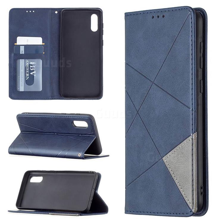 Prismatic Slim Magnetic Sucking Stitching Wallet Flip Cover for Samsung Galaxy A02 - Blue