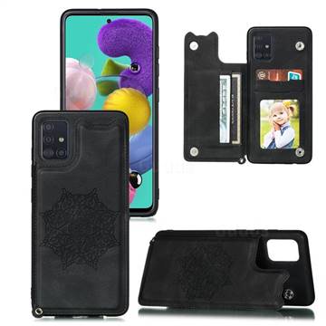 Luxury Mandala Multi-function Magnetic Card Slots Stand Leather Back Cover for Samsung Galaxy A02s - Black