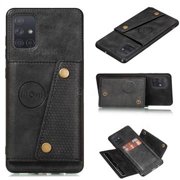 Retro Multifunction Card Slots Stand Leather Coated Phone Back Cover for Samsung Galaxy A02s - Black