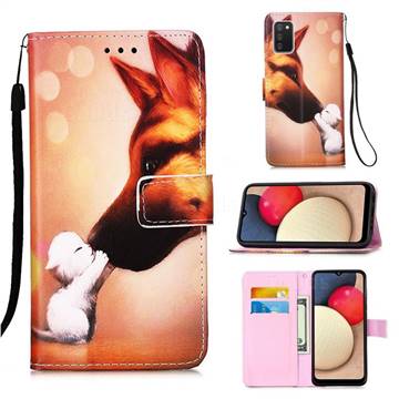 Hound Kiss Matte Leather Wallet Phone Case for Samsung Galaxy A02s
