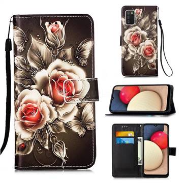 Black Rose Matte Leather Wallet Phone Case for Samsung Galaxy A02s