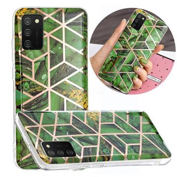 Green Rhombus Galvanized Rose Gold Marble Phone Back Cover for Samsung Galaxy A02s