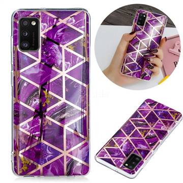 Purple Rhombus Galvanized Rose Gold Marble Phone Back Cover for Samsung Galaxy A02s