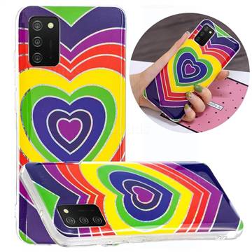 Rainbow Heart Painted Galvanized Electroplating Soft Phone Case Cover for Samsung Galaxy A02s