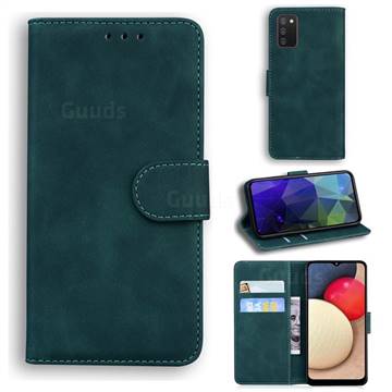 Retro Classic Skin Feel Leather Wallet Phone Case for Samsung Galaxy A02s - Green
