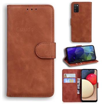 Retro Classic Skin Feel Leather Wallet Phone Case for Samsung Galaxy A02s - Brown
