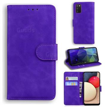 Retro Classic Skin Feel Leather Wallet Phone Case for Samsung Galaxy A02s - Purple