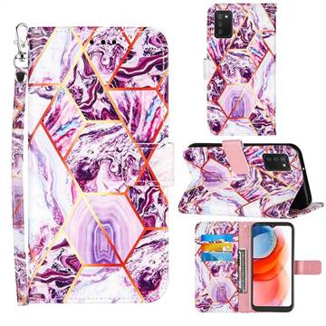 Dream Purple Stitching Color Marble Leather Wallet Case for Samsung Galaxy A02s
