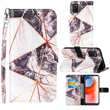 Black and White Stitching Color Marble Leather Wallet Case for Samsung Galaxy A02s