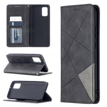 Prismatic Slim Magnetic Sucking Stitching Wallet Flip Cover for Samsung Galaxy A02s - Black