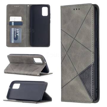 Prismatic Slim Magnetic Sucking Stitching Wallet Flip Cover for Samsung Galaxy A02s - Gray