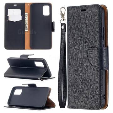 Classic Luxury Litchi Leather Phone Wallet Case for Samsung Galaxy A02s - Black