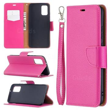 Classic Luxury Litchi Leather Phone Wallet Case for Samsung Galaxy A02s - Rose