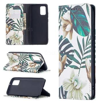 Flower Leaf Slim Magnetic Attraction Wallet Flip Cover for Samsung Galaxy A02s