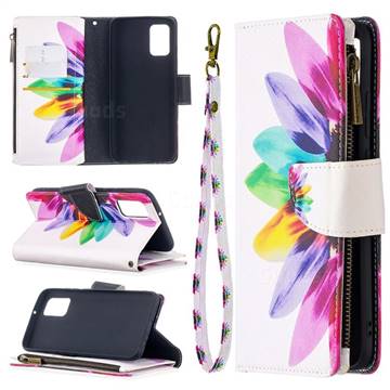Seven-color Flowers Binfen Color BF03 Retro Zipper Leather Wallet Phone Case for Samsung Galaxy A02s