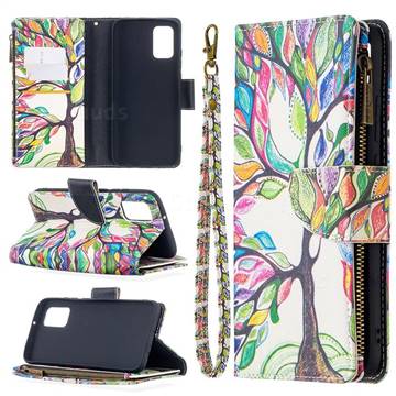 The Tree of Life Binfen Color BF03 Retro Zipper Leather Wallet Phone Case for Samsung Galaxy A02s