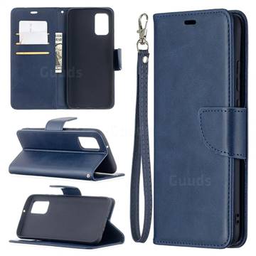 Classic Sheepskin PU Leather Phone Wallet Case for Samsung Galaxy A02s - Blue