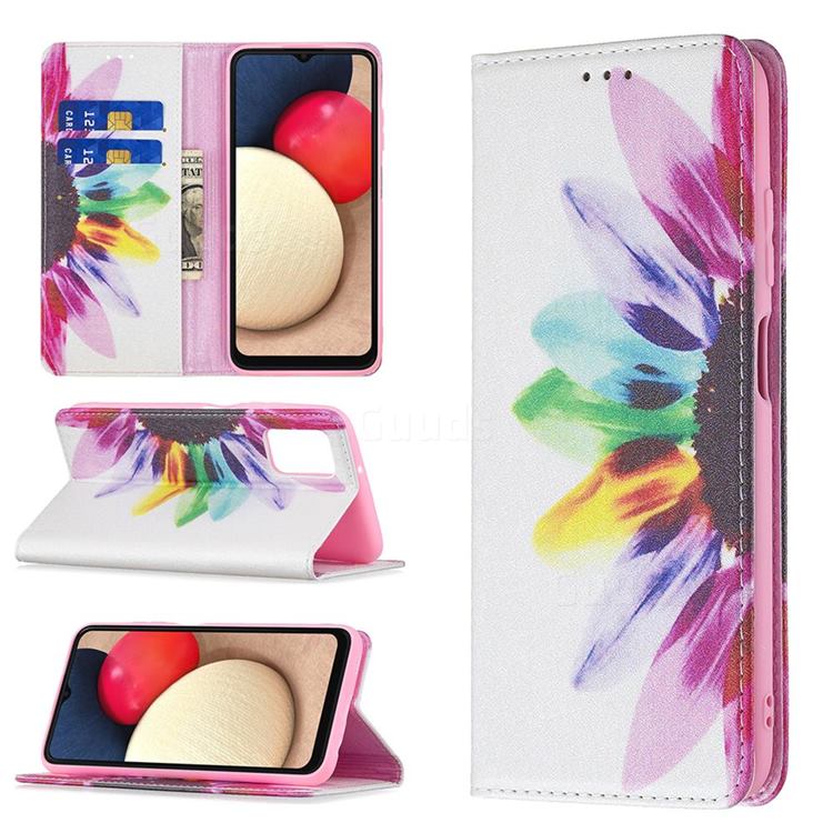 Sun Flower Slim Magnetic Attraction Wallet Flip Cover for Samsung Galaxy A03s
