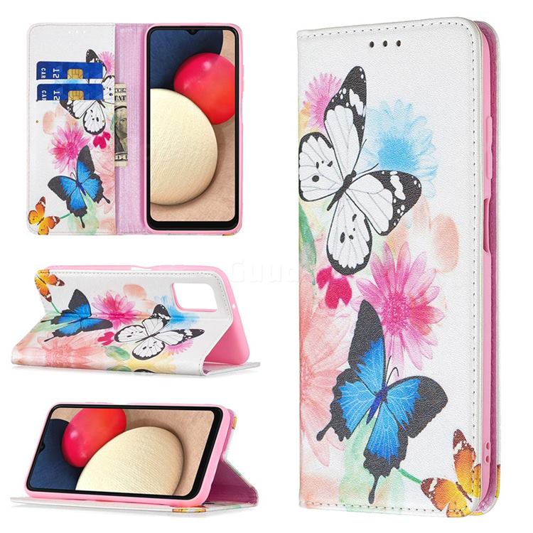 Flying Butterflies Slim Magnetic Attraction Wallet Flip Cover for Samsung Galaxy A03s
