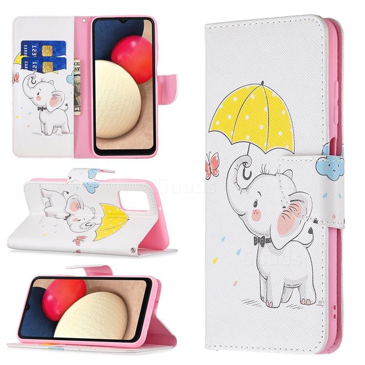 Umbrella Elephant Leather Wallet Case for Samsung Galaxy A03s