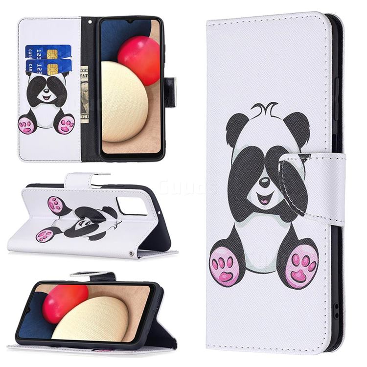 Lovely Panda Leather Wallet Case for Samsung Galaxy A03s
