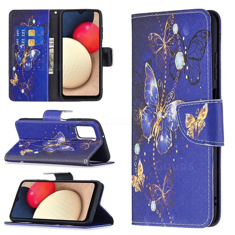 Purple Butterfly Leather Wallet Case for Samsung Galaxy A03s