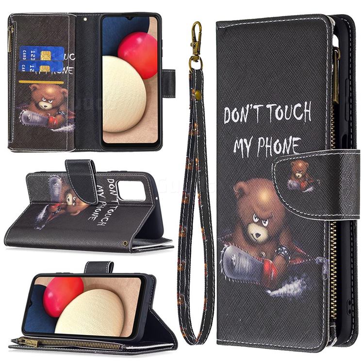 Chainsaw Bear Binfen Color BF03 Retro Zipper Leather Wallet Phone Case for Samsung Galaxy A03s