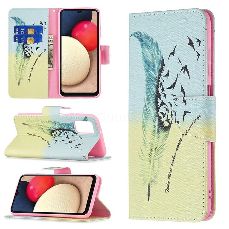 Feather Bird Leather Wallet Case for Samsung Galaxy A03s