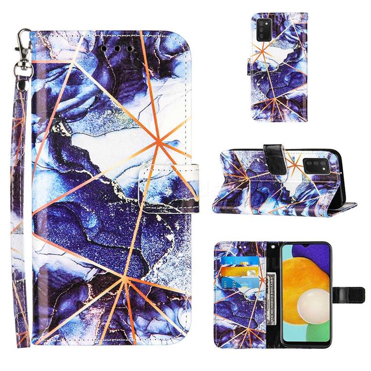 Starry Blue Stitching Color Marble Leather Wallet Case for Samsung Galaxy A03s