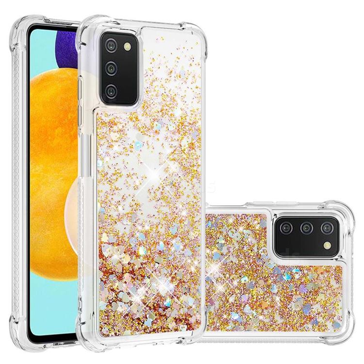 Dynamic Liquid Glitter Sand Quicksand TPU Case for Samsung Galaxy A03s - Rose Gold Love Heart