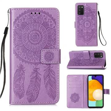 Embossing Dream Catcher Mandala Flower Leather Wallet Case for Samsung Galaxy A03s - Purple