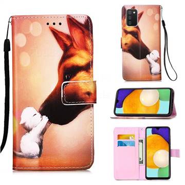 Hound Kiss Matte Leather Wallet Phone Case for Samsung Galaxy A03s