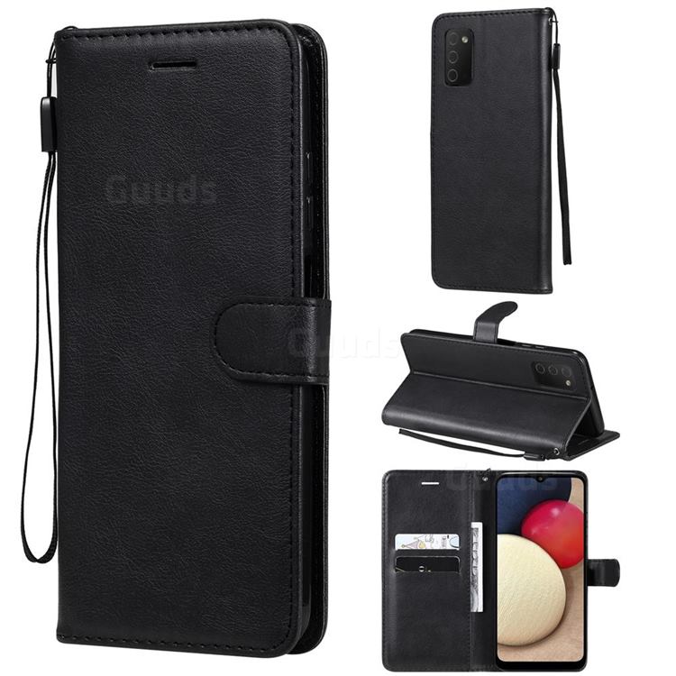 Retro Greek Classic Smooth PU Leather Wallet Phone Case for Samsung Galaxy A03s - Black