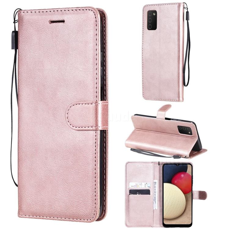 Retro Greek Classic Smooth PU Leather Wallet Phone Case for Samsung Galaxy A03s - Rose Gold