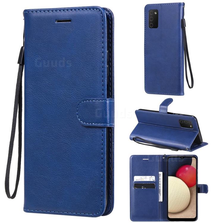 Retro Greek Classic Smooth PU Leather Wallet Phone Case for Samsung Galaxy A03s - Blue